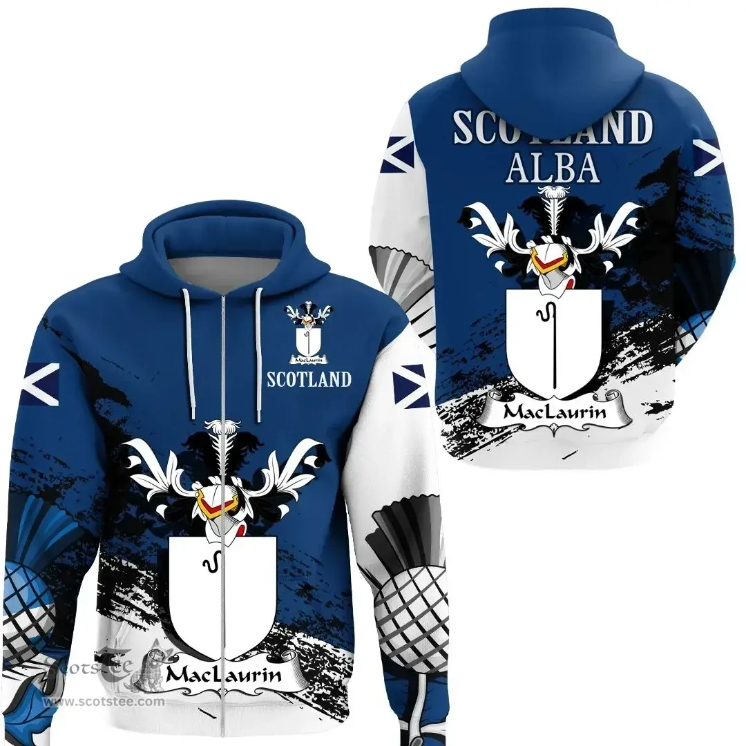 Scottish MacLaurin or McLaurin Clan Scottish Family Crest Scotland Alba Thistle Hoodie