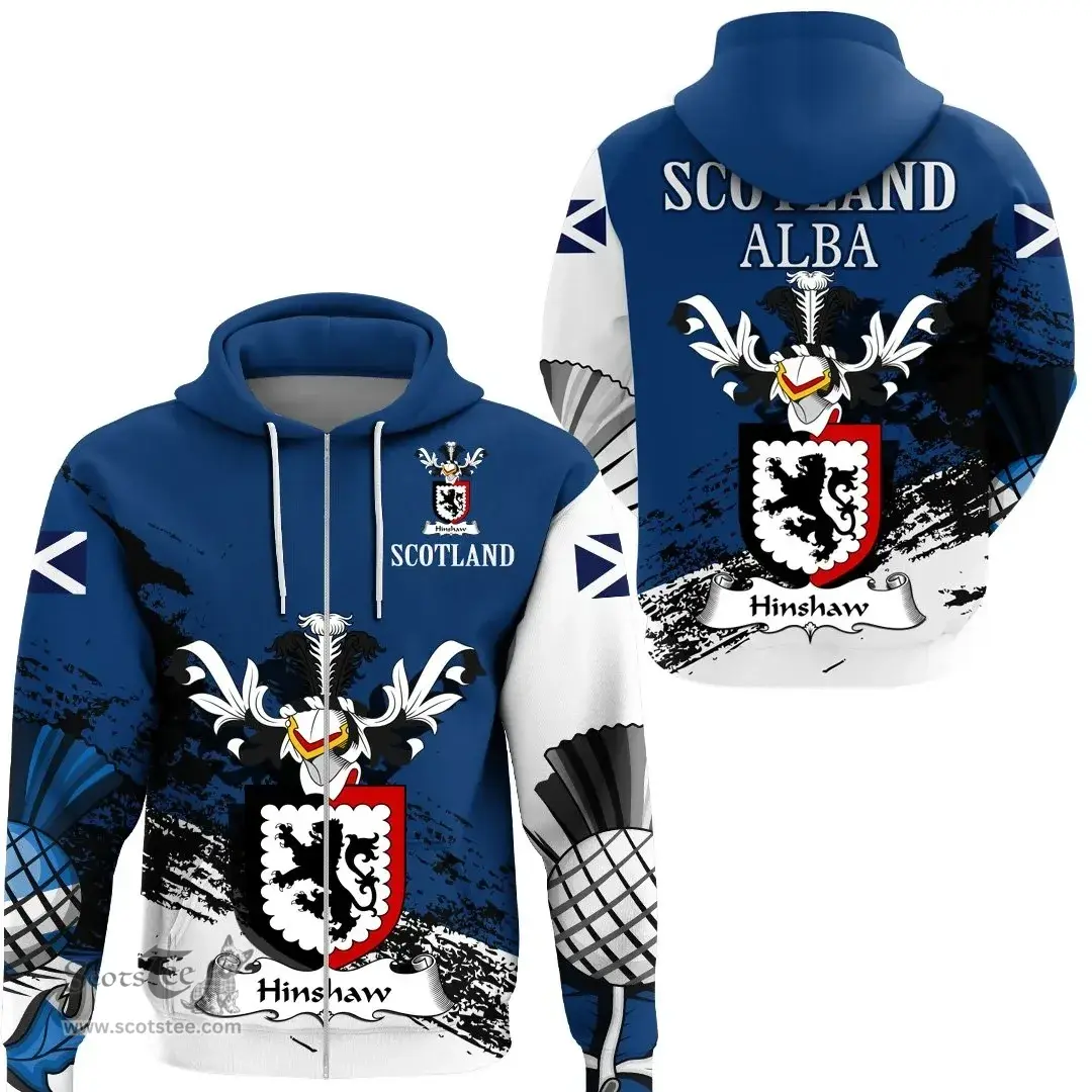Scottish Hinshaw Clan Scottish Family Crest Scotland Alba Thistle Hoodie