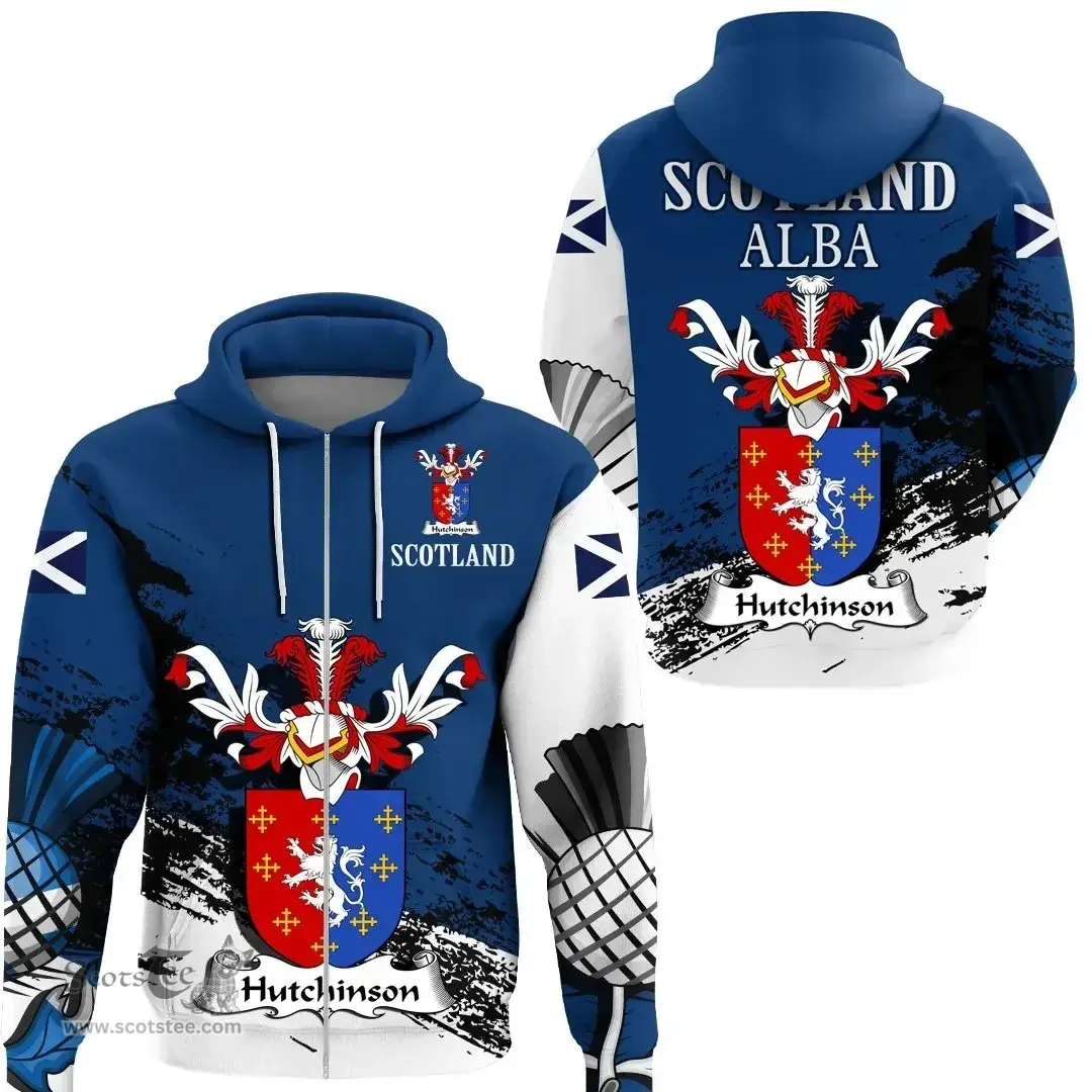 Scottish Hutchinson Clan Scottish Family Crest Scotland Alba Thistle Hoodie