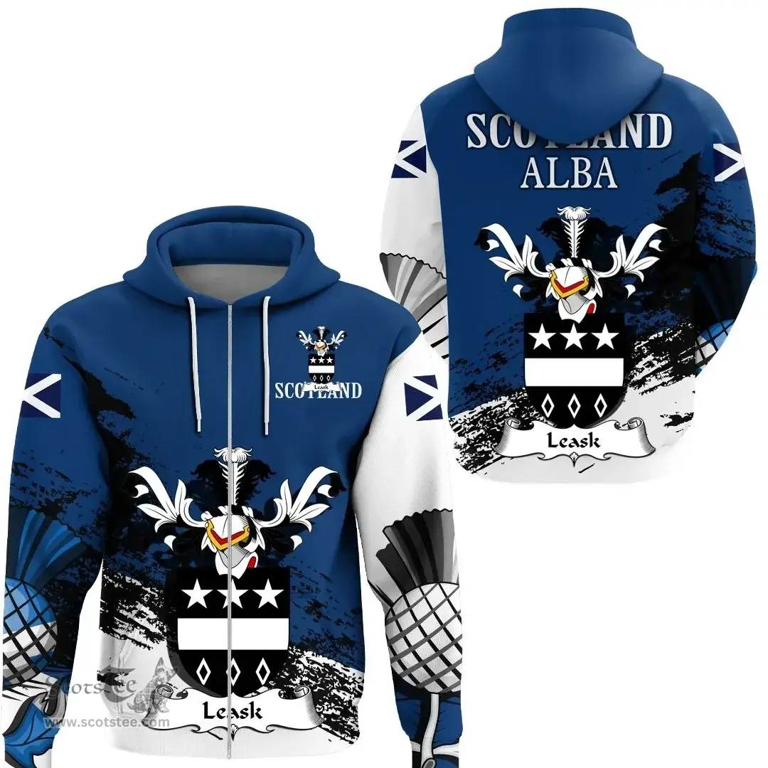 Scottish Leask Clan Scottish Family Crest Scotland Alba Thistle Hoodie