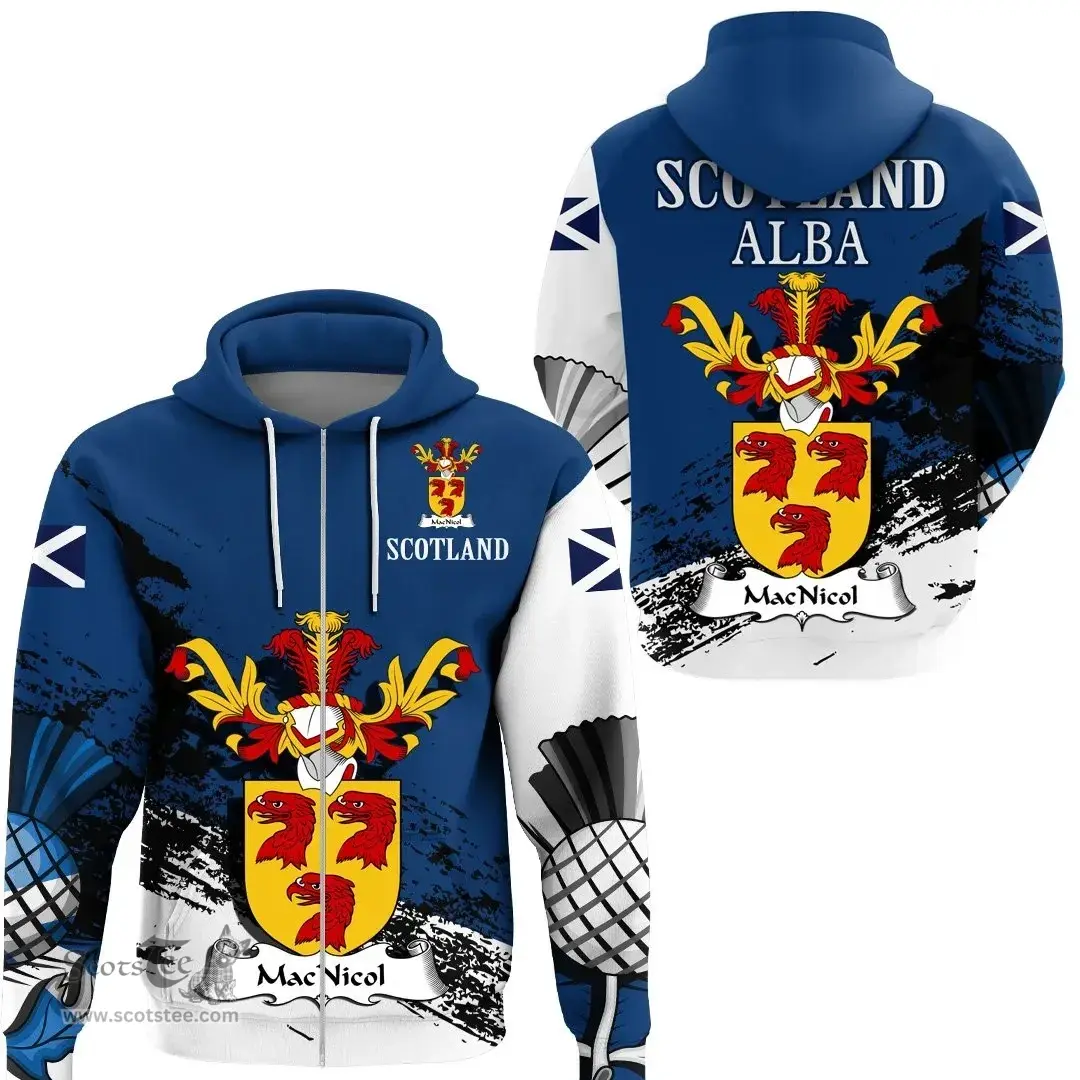 Scottish MacNicol Clan Scottish Family Crest Scotland Alba Thistle Hoodie