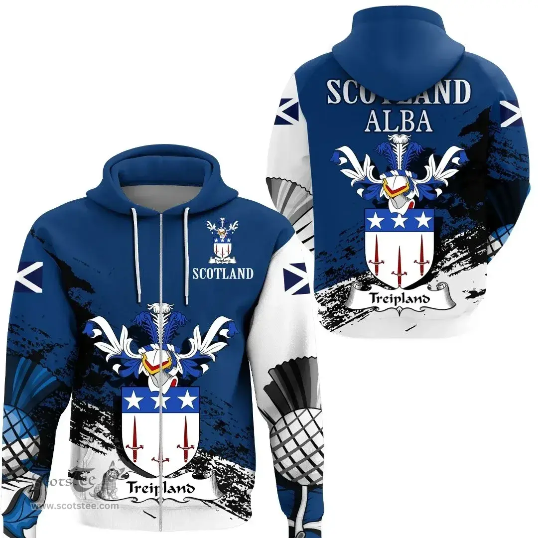 Scottish Treipland Clan Scottish Family Crest Scotland Alba Thistle Hoodie