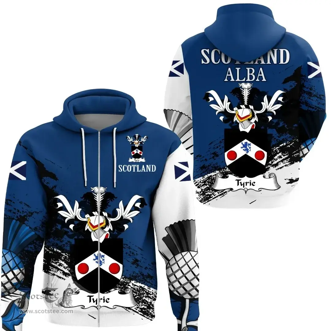 Scottish Tyrie Clan Scottish Family Crest Scotland Alba Thistle Hoodie