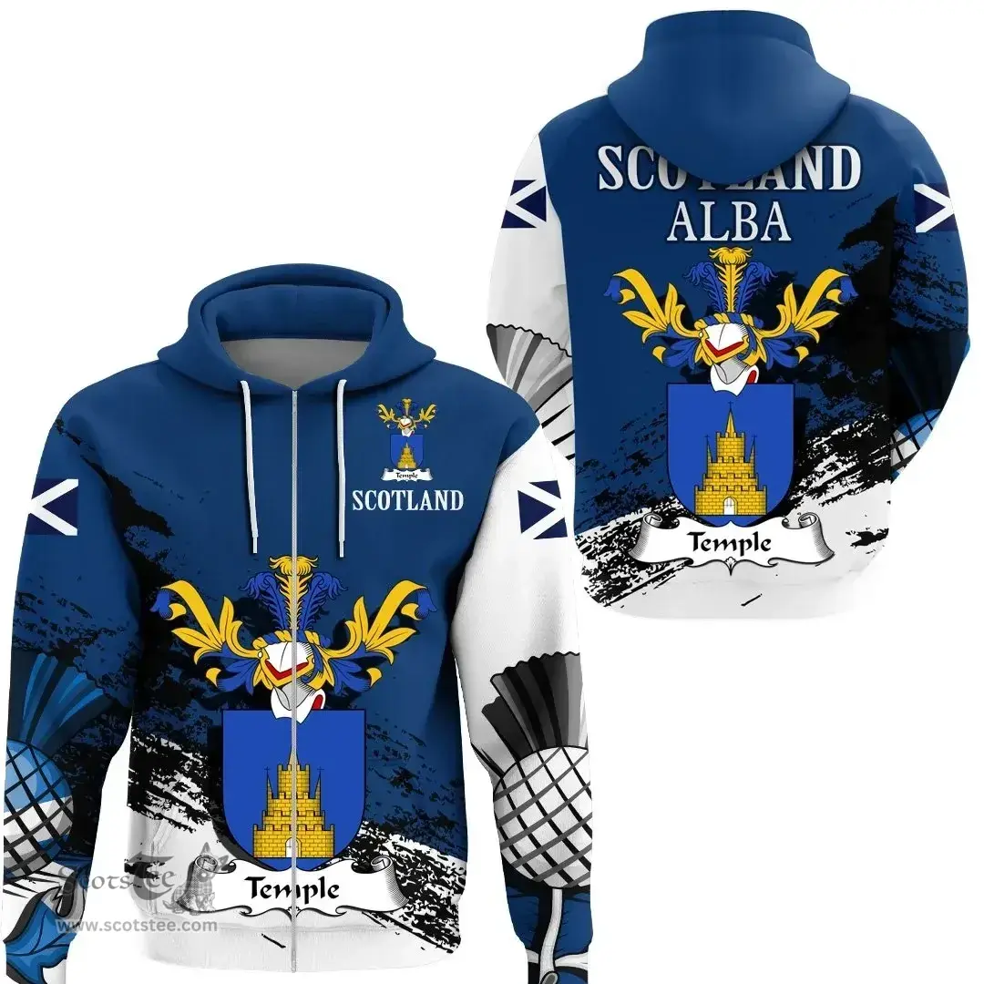 Scottish Temple Clan Scottish Family Crest Scotland Alba Thistle Hoodie
