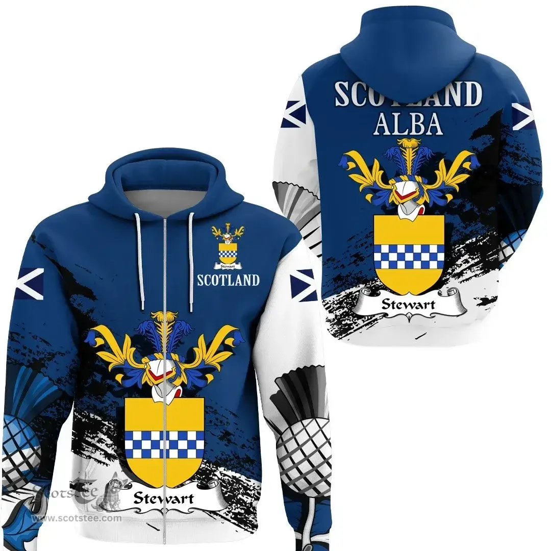 Scottish Stewart Clan Scottish Family Crest Scotland Alba Thistle Hoodie