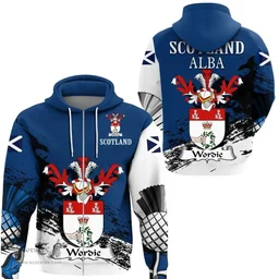 Scottish Wordie Clan Scottish Family Crest Scotland Alba Thistle Hoodie