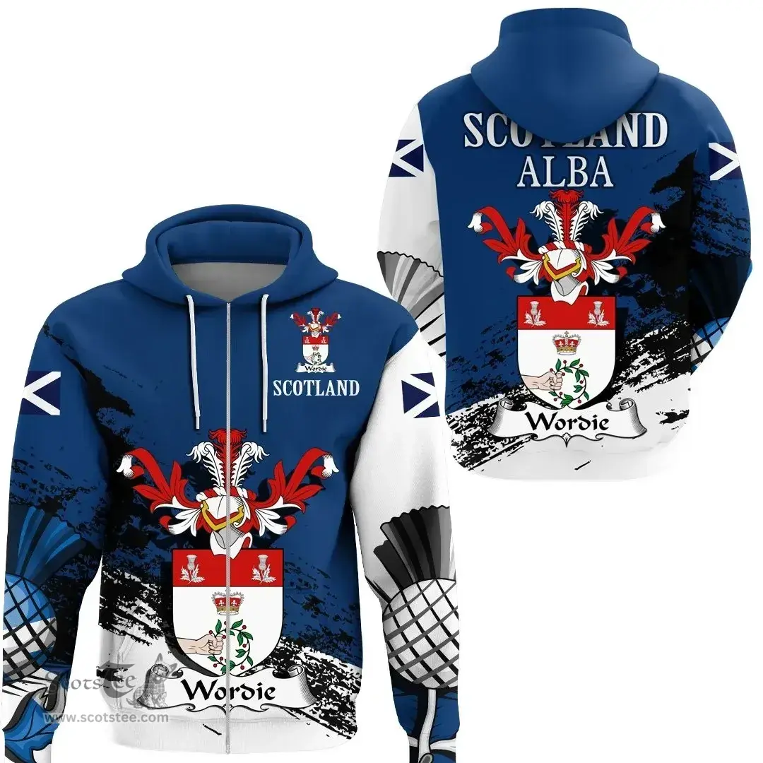Scottish Wordie Clan Scottish Family Crest Scotland Alba Thistle Hoodie