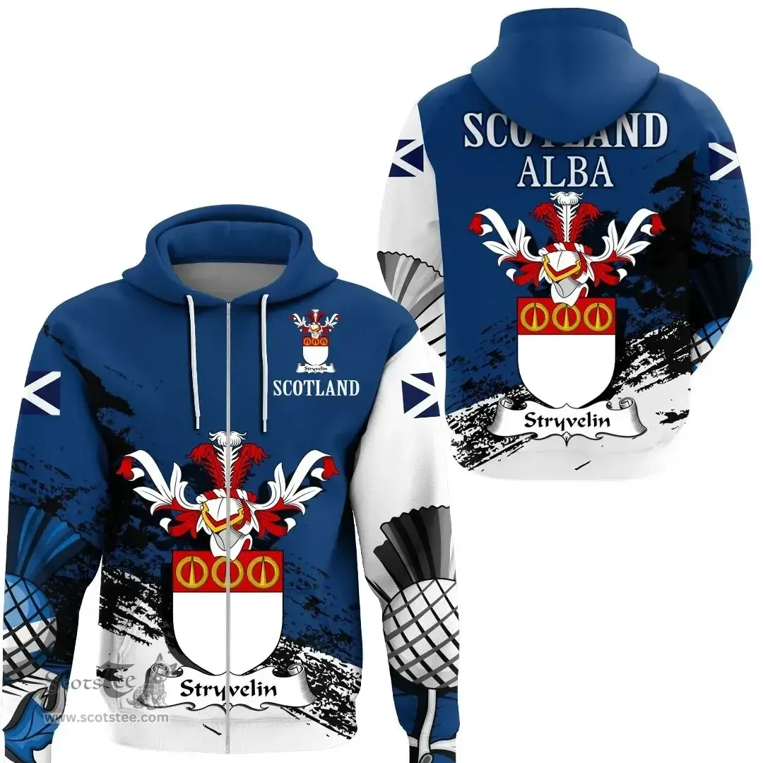 Scottish Stryvelin Clan Scottish Family Crest Scotland Alba Thistle Hoodie