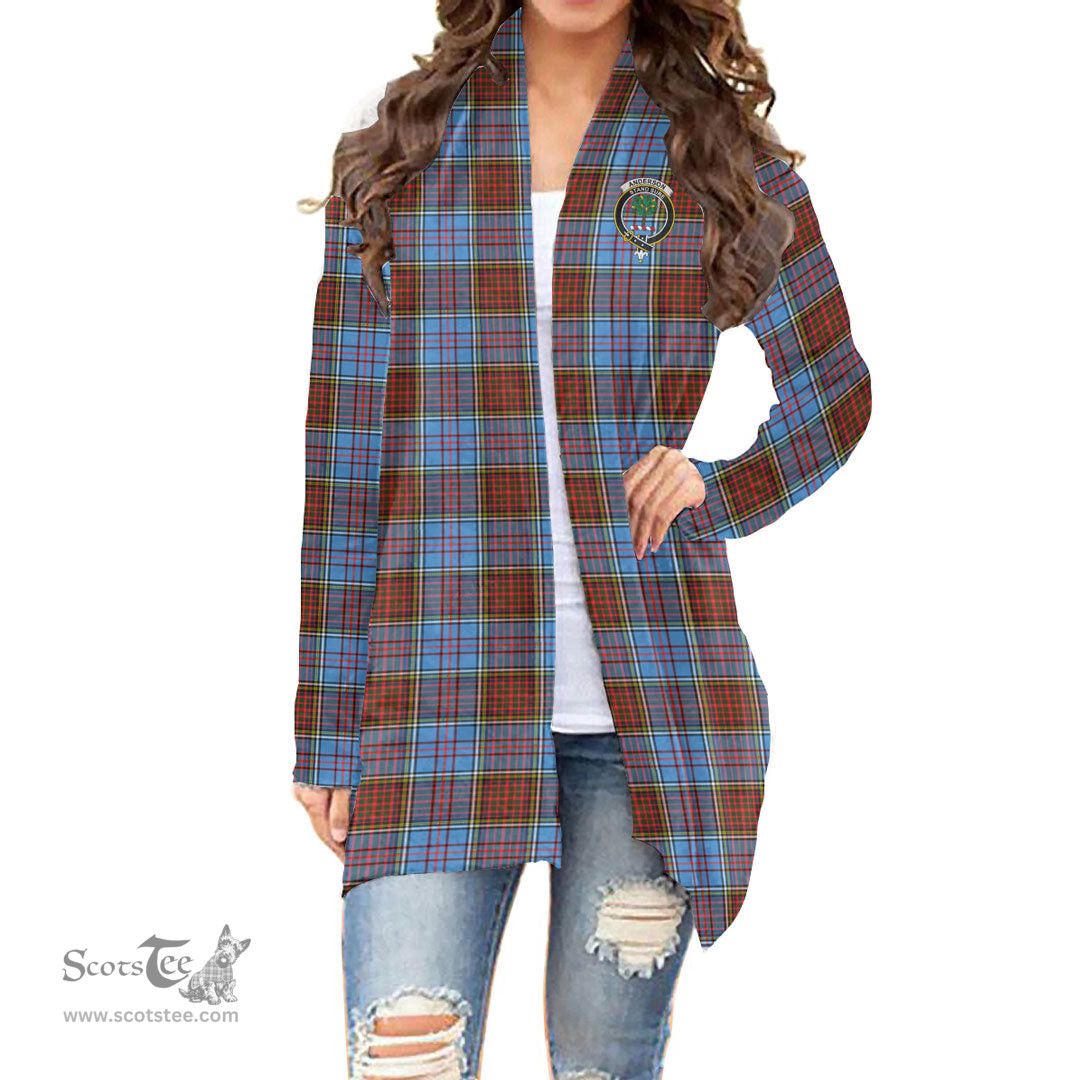 Scottish Anderson Modern Clan Tartan Crest Womens Cardigan Long Sleeve