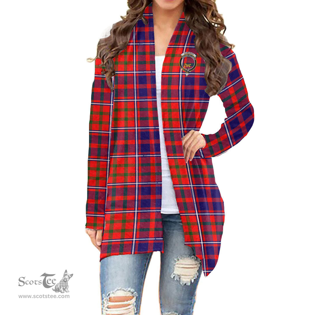 Scottish Cameron of Lochiel Modern Clan Tartan Crest Womens Cardigan Long Sleeve