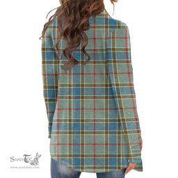 Scottish Balfour Blue Clan Tartan Crest Womens Cardigan Long Sleeve