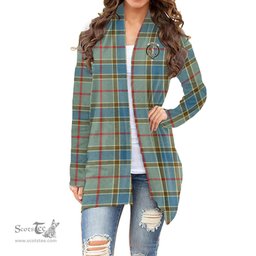 Scottish Balfour Blue Clan Tartan Crest Womens Cardigan Long Sleeve