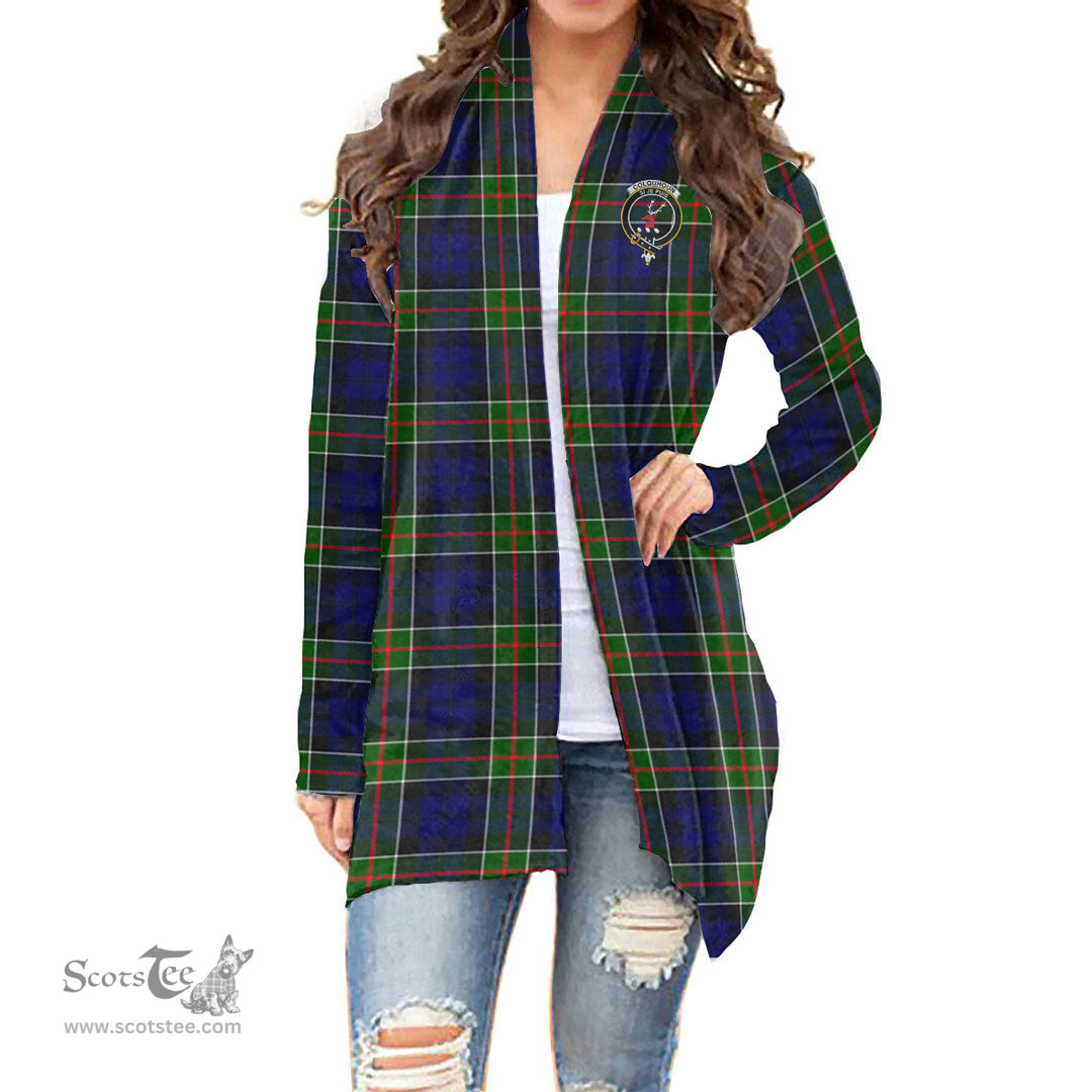 Scottish Colquhoun Modern Clan Tartan Crest Womens Cardigan Long Sleeve