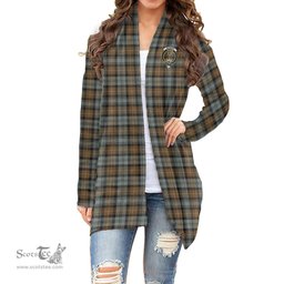 Scottish Gordon Weathered Clan Tartan Crest Womens Cardigan Long Sleeve