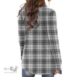 Scottish Douglas Grey Modern Clan Tartan Crest Womens Cardigan Long Sleeve