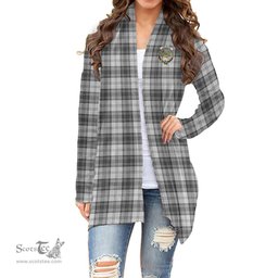 Scottish Douglas Grey Modern Clan Tartan Crest Womens Cardigan Long Sleeve