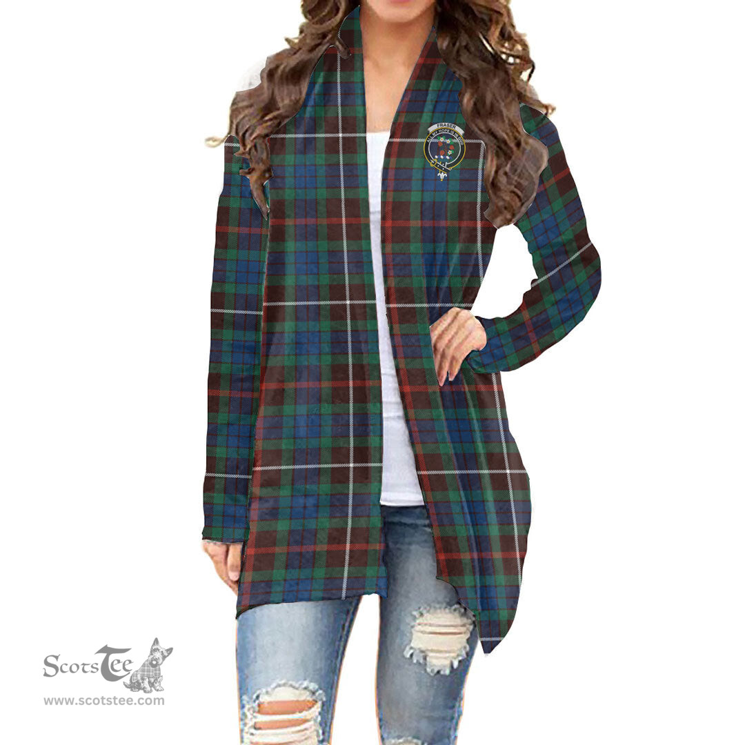 Scottish Fraser Hunting Ancient Clan Tartan Crest Womens Cardigan Long Sleeve