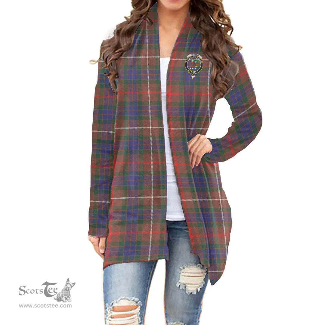 Scottish Fraser Hunting Modern Clan Tartan Crest Womens Cardigan Long Sleeve