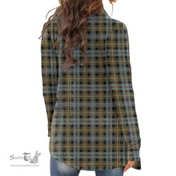 Scottish Farquharson Weathered Clan Tartan Crest Womens Cardigan Long Sleeve
