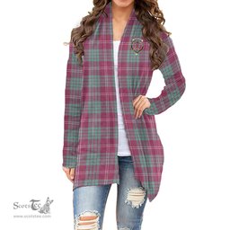 Scottish Crawford Ancient Clan Tartan Crest Womens Cardigan Long Sleeve