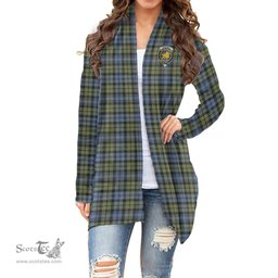 Scottish Campbell Faded Clan Tartan Crest Womens Cardigan Long Sleeve