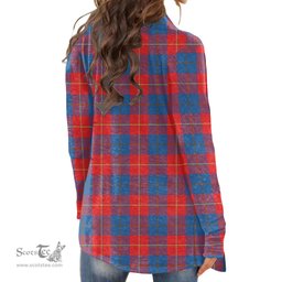Scottish Galloway Red Clan Tartan Crest Womens Cardigan Long Sleeve