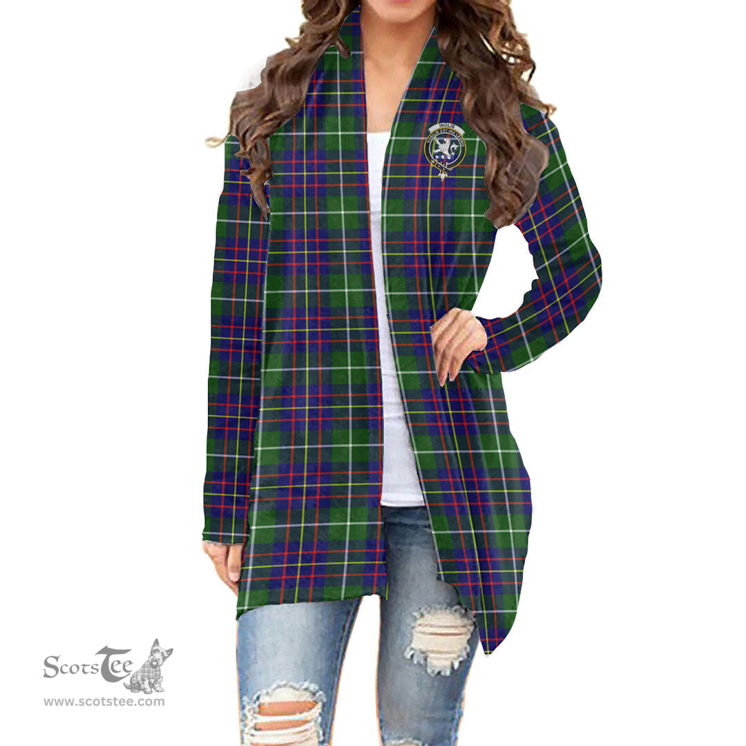 Scottish Inglis Modern Clan Tartan Crest Womens Cardigan Long Sleeve