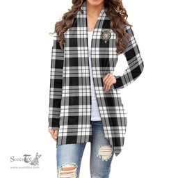 Scottish MacFarlane Black & White Clan Tartan Crest Womens Cardigan Long Sleeve