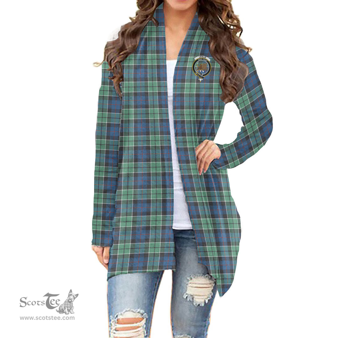 Scottish Leslie Hunting Ancient Clan Tartan Crest Womens Cardigan Long Sleeve