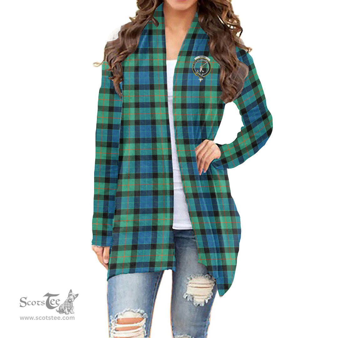 Scottish Gunn Ancient Clan Tartan Crest Womens Cardigan Long Sleeve