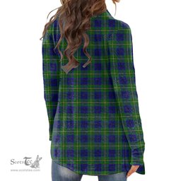 Scottish Johnston Modern Clan Tartan Crest Womens Cardigan Long Sleeve