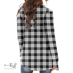 Scottish MacFarlane Black & White Clan Tartan Womens Cardigan Long Sleeve