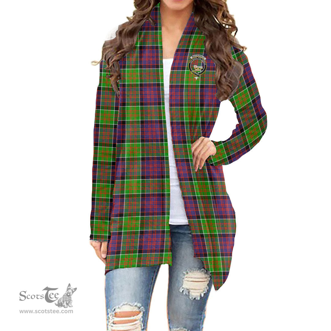Scottish MacDonald of Clanranald Clan Tartan Crest Womens Cardigan Long Sleeve