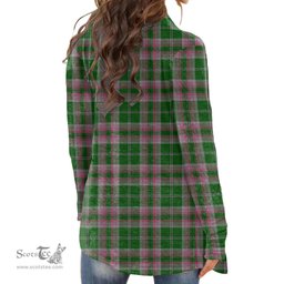 Scottish Gray Hunting Clan Tartan Crest Womens Cardigan Long Sleeve
