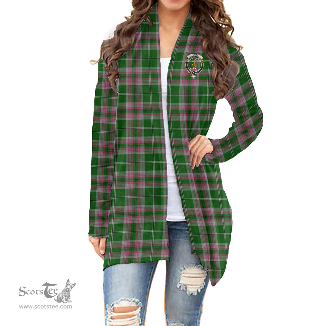 Scottish Gray Hunting Clan Tartan Crest Womens Cardigan Long Sleeve