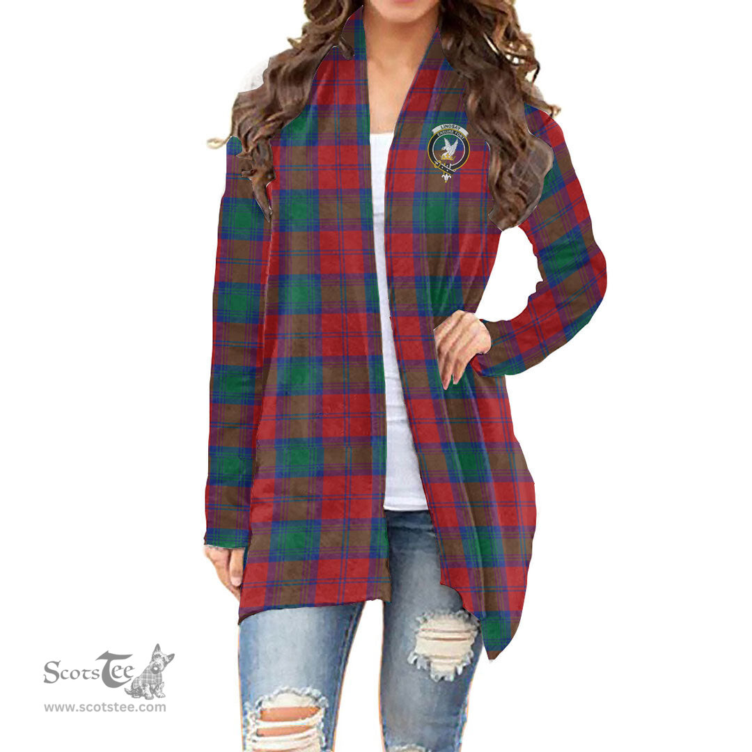 Scottish Lindsay Modern Clan Tartan Crest Womens Cardigan Long Sleeve
