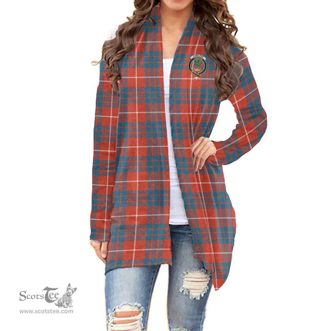 Scottish Hamilton Ancient Clan Tartan Crest Womens Cardigan Long Sleeve