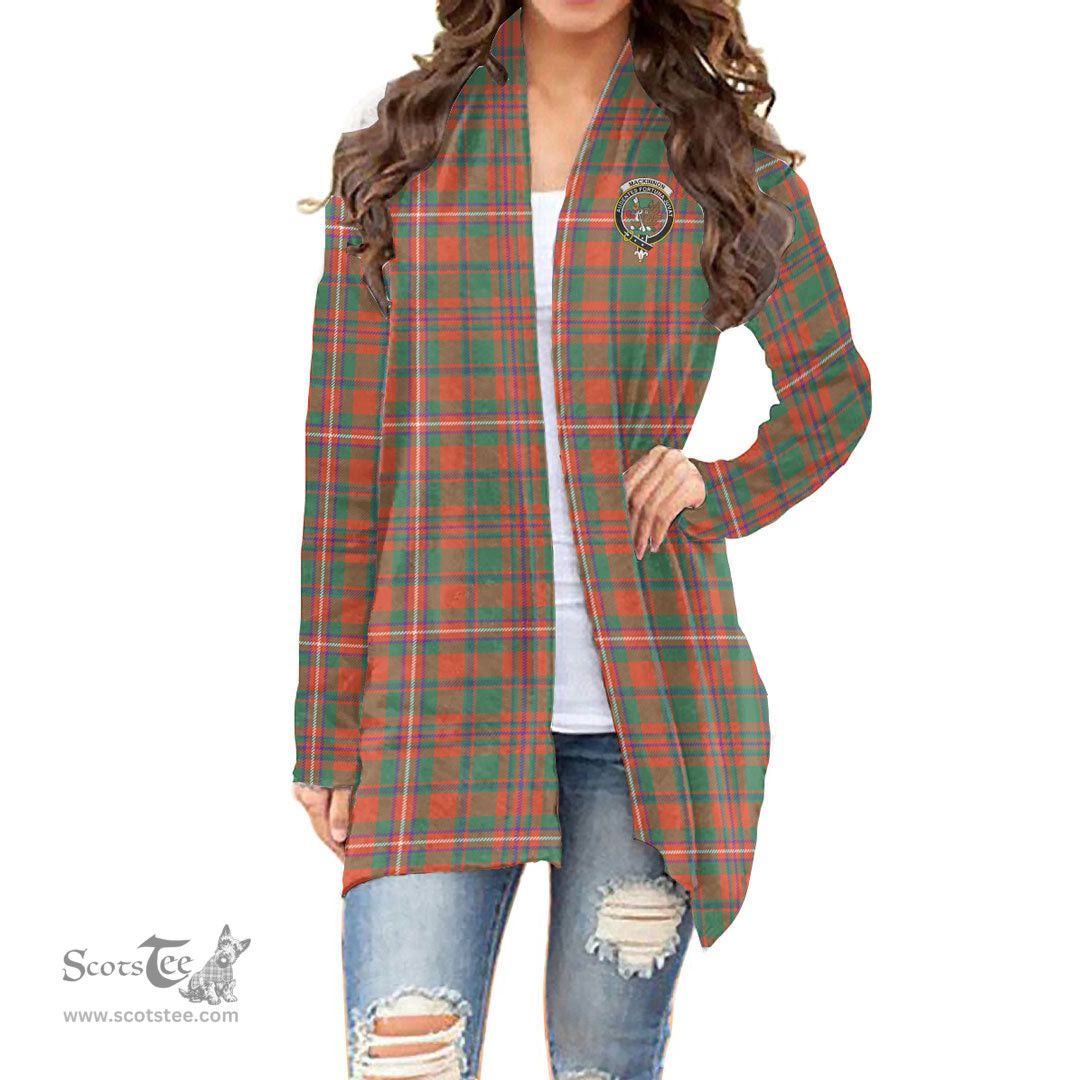 Scottish MacKinnon Ancient Clan Tartan Crest Womens Cardigan Long Sleeve