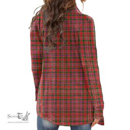 Scottish MacAlister Modern Clan Tartan Crest Womens Cardigan Long Sleeve