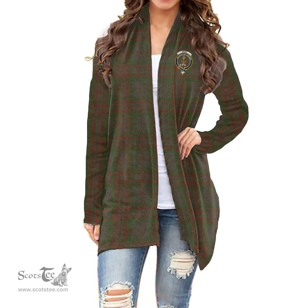 Scottish Gray Clan Tartan Crest Womens Cardigan Long Sleeve