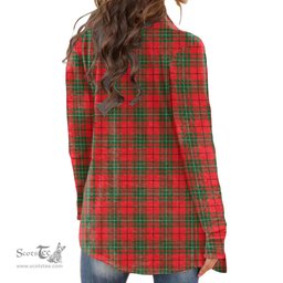 Scottish MacAulay Modern Clan Tartan Crest Womens Cardigan Long Sleeve