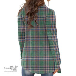 Scottish MacFarlane Hunting Ancient Clan Tartan Crest Womens Cardigan Long Sleeve