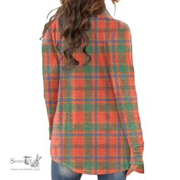 Scottish Munro Ancient Clan Tartan Crest Womens Cardigan Long Sleeve