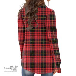 Scottish MacQueen Modern Clan Tartan Crest Womens Cardigan Long Sleeve