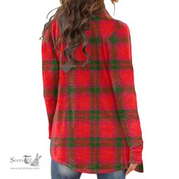 Scottish MacNab Modern Clan Tartan Crest Womens Cardigan Long Sleeve