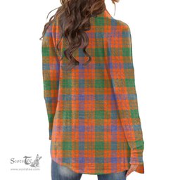 Scottish Ross Ancient Clan Tartan Crest Womens Cardigan Long Sleeve
