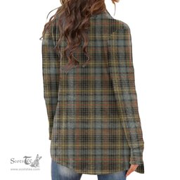 Scottish Stewart Hunting Weathered Clan Tartan Womens Cardigan Long Sleeve
