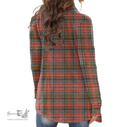 Scottish MacPherson Weathered Clan Tartan Crest Womens Cardigan Long Sleeve