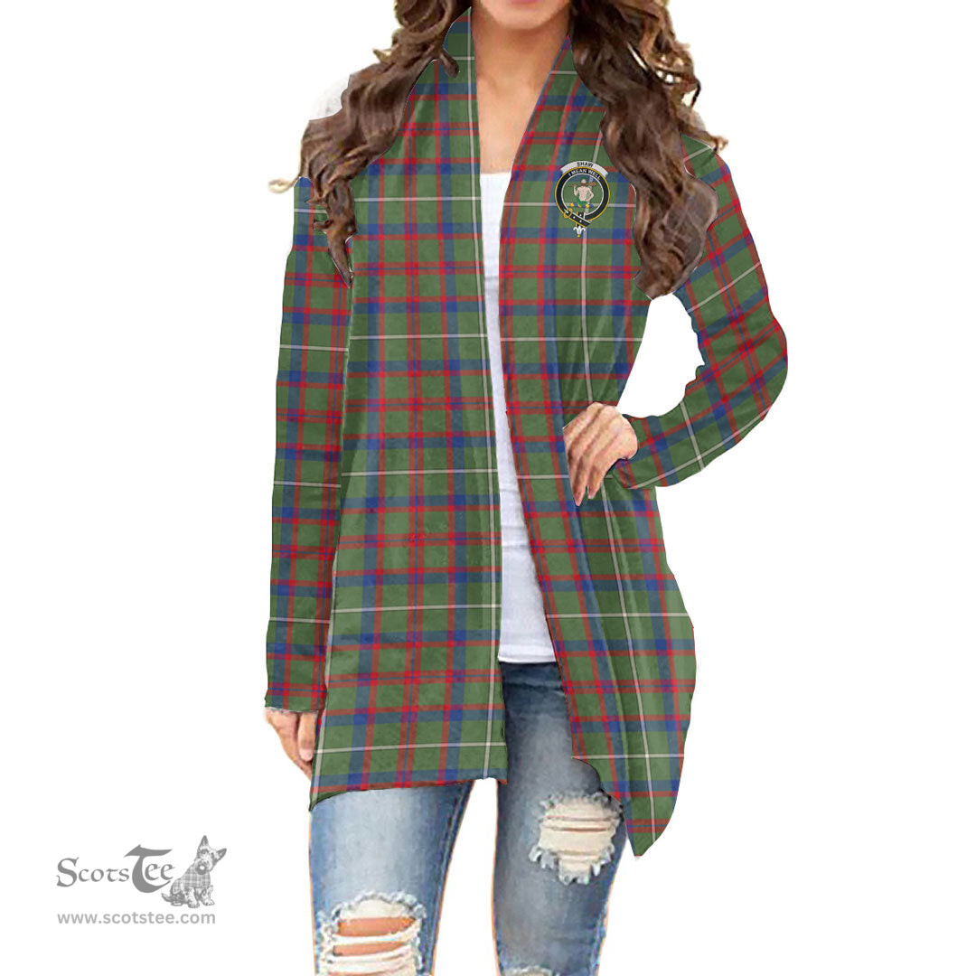 Scottish Shaw Green Modern Clan Tartan Crest Womens Cardigan Long Sleeve