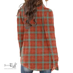 Scottish Morrison Red Ancient Clan Tartan Womens Cardigan Long Sleeve